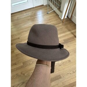 Vintage 70's Lord & Taylor Women's Fedora Hat With Scarf Sz S. 100%wool Made USA